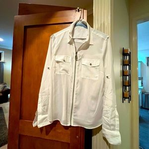 White Michael Kors Zip up blouse. Size M